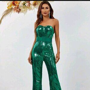 Green Sequin Jumpsuit NWT
